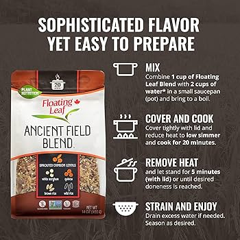 Floating Leaf Rice Variety Pack - Jasmine Thai Rice Trio, Wild Rice Blend, Prairie Blend and Ancient Field Blend - Non Gluten, Non-Gmo, Kosher, Vegan - Pack of 4
