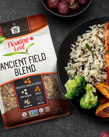 Floating Leaf Rice Variety Pack - Jasmine Thai Rice Trio, Wild Rice Blend, Prairie Blend and Ancient Field Blend - Non Gluten, Non-Gmo, Kosher, Vegan - Pack of 4