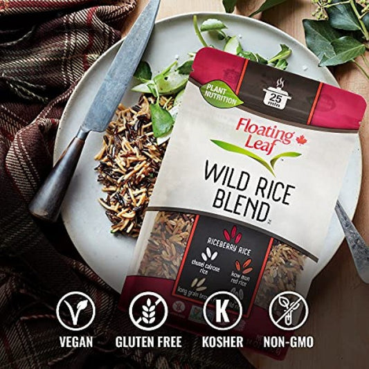 Floating Leaf Wild Rice Blend, Gluten Free Vegan Rice with Nutty Aroma, Flavorful Mix of Riceberry, Red Rice, Medium Grain & Long Grain Brown Rice - Pack of 3