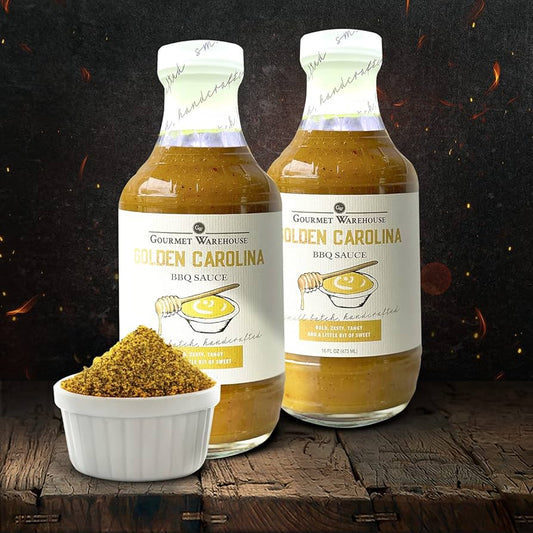 Gourmet Warehouse Golden Carolina BBQ Sauce, 16 oz - Gluten Free, No HFCS - Pack of 2