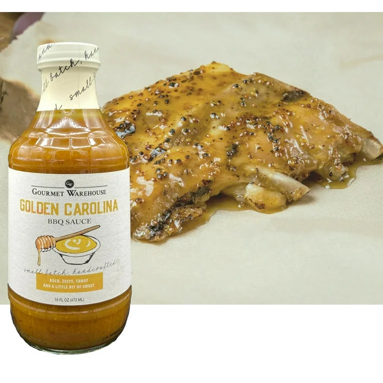 Gourmet Warehouse Golden Carolina BBQ Sauce, 16 oz - Gluten Free, No HFCS - Pack of 2