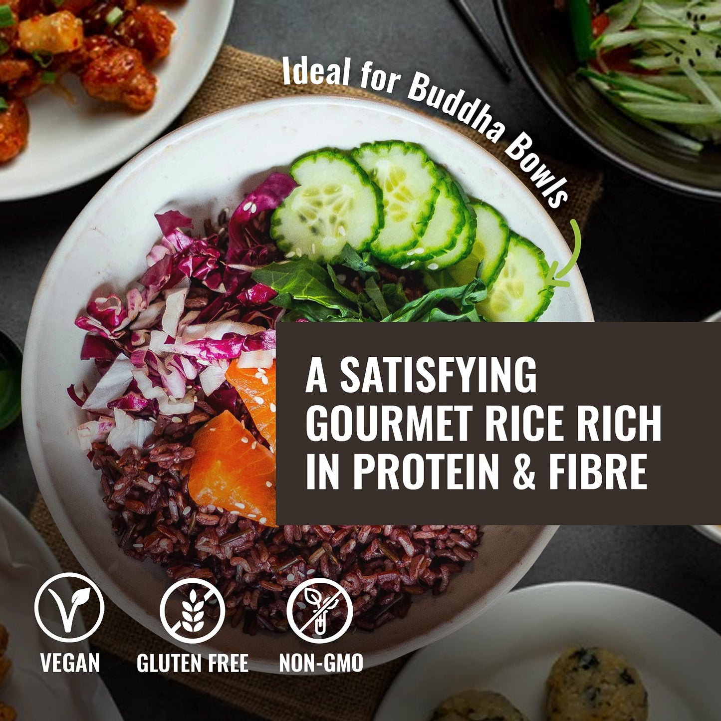 Floating Leaf Jasmine Thai Trio, Riceberry Rice (Jasmine Black Rice), Brown Jasmine Rice and Red Jasmine Rice, Non Gluten, Non-Gmo, Kosher and Vegan - Pack of 3