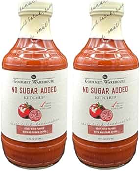 Gourmet Warehouse No Sugar Added Ketchup, Handcrafted In Small Batches Gluten-Free, HFCS-Free, Keto Friendly Delicious Sauce, 16 oz - Pack of 2