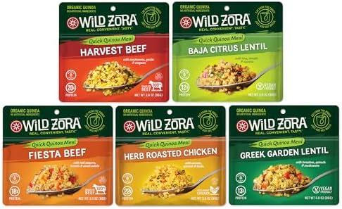Wild Zora Instant Organic Quinoa Bowl Meals Variety Pack - Instant Tasty Bowls, Gluten-Free Meal with Lentils Plus - Pack of 5