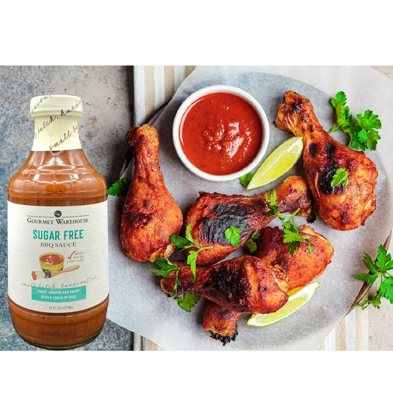 Gourmet Warehouse Sugar Added Ketchup and Sugar Free BBQ Sauce Handcrafted In Small Batches Gluten-Free, HFCS-Free, Keto Friendly, Paleo, Delicious Sauce, 16 oz - Pack of 2
