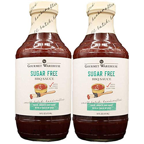 Gourmet Warehouse Sugar Free BBQ Sauce, Handcrafted In Small Batches Gluten-Free, HFCS-Free, Keto Friendly, Paleo, Delicious Sauce, 16 oz - Pack of 2