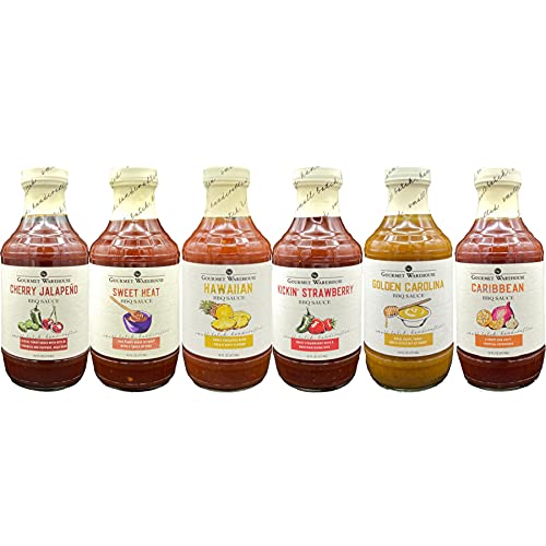 Gourmet Warehouse Variety Pack BBQ Sauce, Unique Flavor Barbecue Sauces Handcrafted In Small Batches Gluten-Free, HFCS-Free, Delicious Sauce, 16 oz- Pack of 6