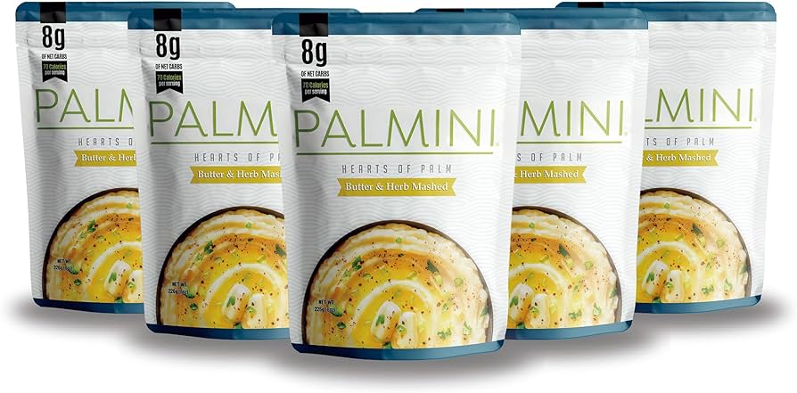 Palmini Butter & Herb Mashed Low Carb, Low Calorie Hearts of Palm Mashed - 8 oz Pouch - Pack of 6