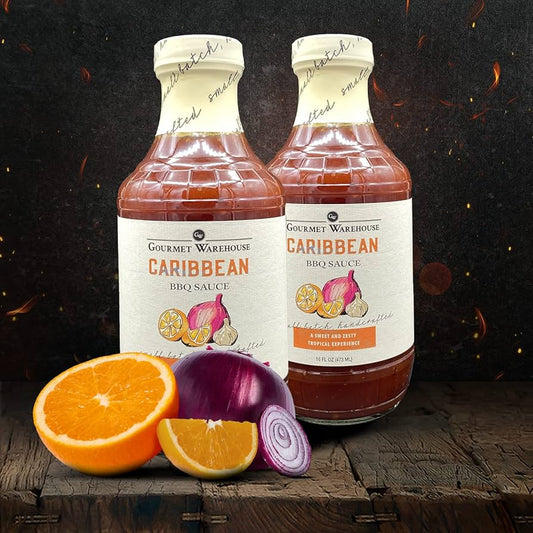 Gourmet Warehouse Caribbean Style Barbecue BBQ Sauce, 16 oz - Gluten Free, No HFCS - Pack of 2