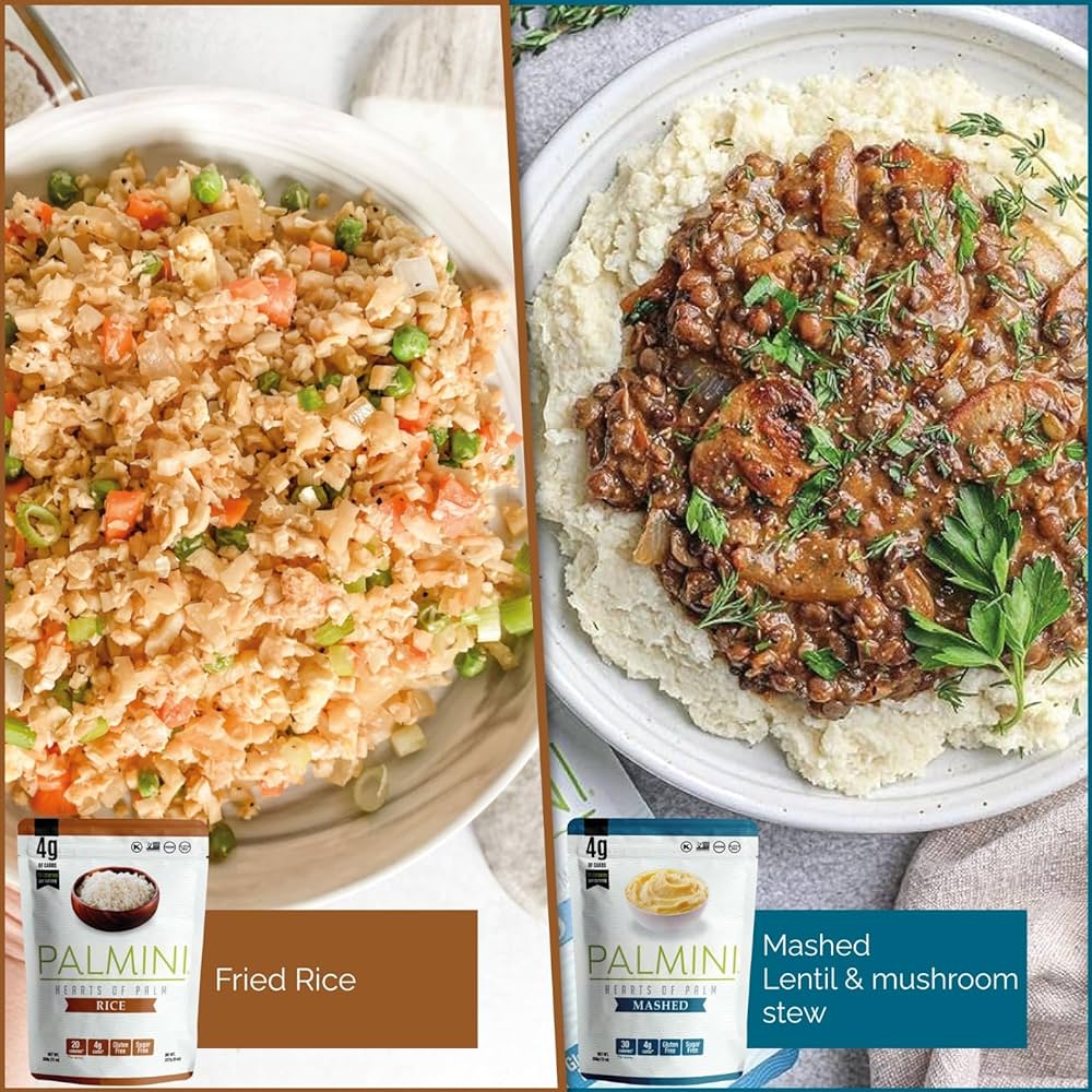 Palmini Pouch Variety Pack (Hearts of Palm) - Linguine | Angel Hair | Lasagna | Rice | Mashed Gluten Free - Pack of 5