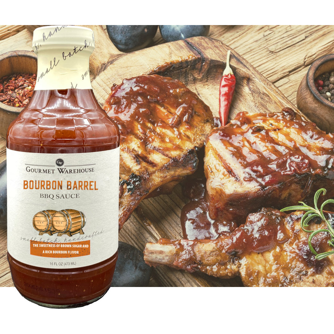Gourmet Warehouse Bourbon Barrel Barbecue BBQ Sauce, 16 oz - Gluten Free, No HFCS - Pack of 2