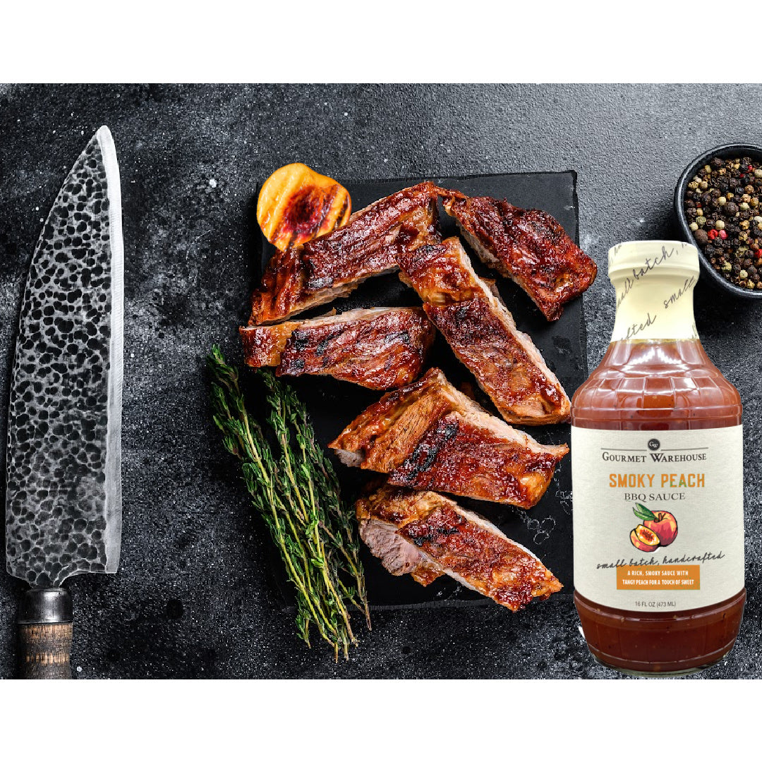 Gourmet Warehouse Smoky Peach Barbecue BBQ Sauce, 16 oz - Gluten Free, No HFCS - Pack of 2