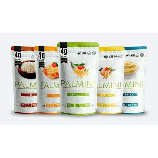 Palmini Pouch Variety Pack (Hearts of Palm) - Linguine | Angel Hair | Lasagna | Rice | Mashed Gluten Free - Pack of 5