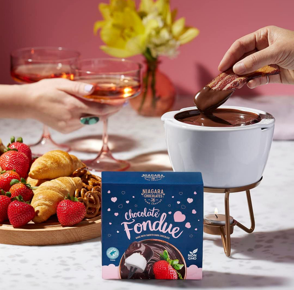 Evolution 3 in 1 Electric Fondue Set - Broth, Cheese, Chocolate Fondue Pot - Temp Control, Ceramic Bowl, 6 Baskets & Tongs - includes Cheese & Chocolate