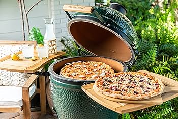 Cuzi Gourmet XL - 4 Piece Pizza Stone Set - 15" Thermal Shock Resistant Cordierite Baking Stone, 22" Natural Bamboo Peel & Cutter Rocker - Large Stone for Grill and Oven