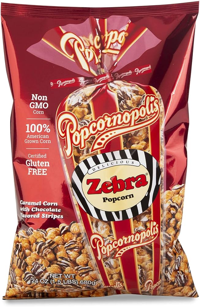 Popcornopolis Popcorn, Zebra, 24 oz - Gluten Free,  Non-GMO - Pack of 3