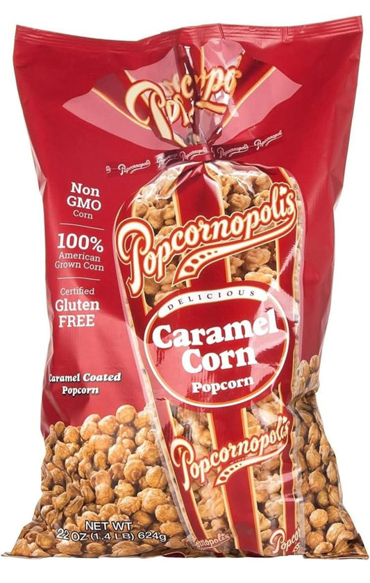 Popcornopolis Caramel  Popcorn, Caramel - Gluten Free, Non-GMO - 24 oz - Pack of 3