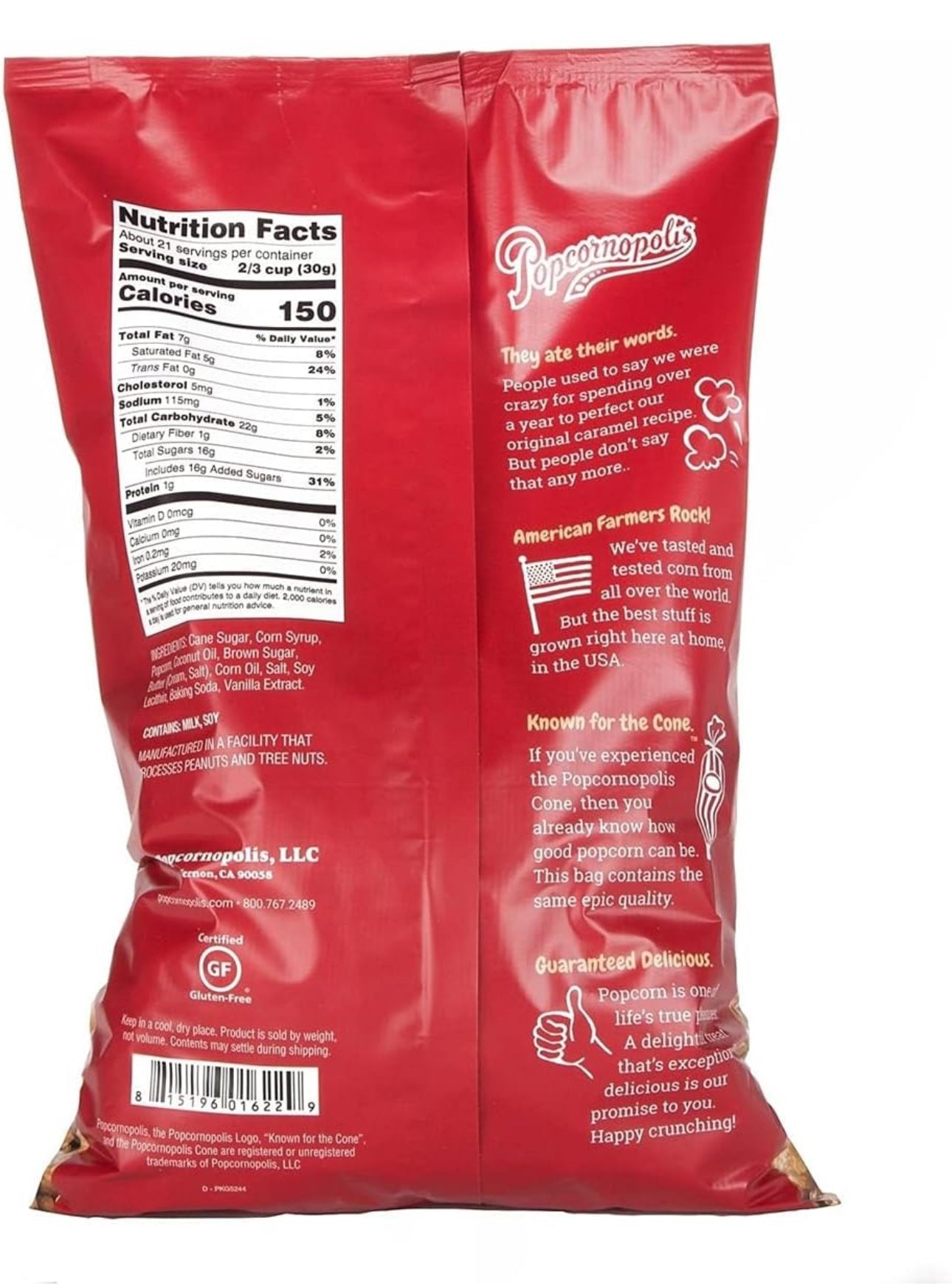 Popcornopolis Caramel  Popcorn, Caramel - Gluten Free, Non-GMO - 24 oz - Pack of 3