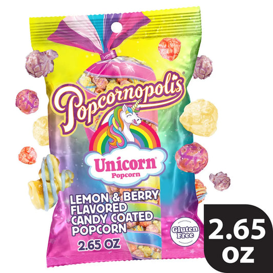 Popcornopolis Unicorn Popcorn Snacks - Gluten Free, Non-GMO, 2.65 oz - Pack of 12