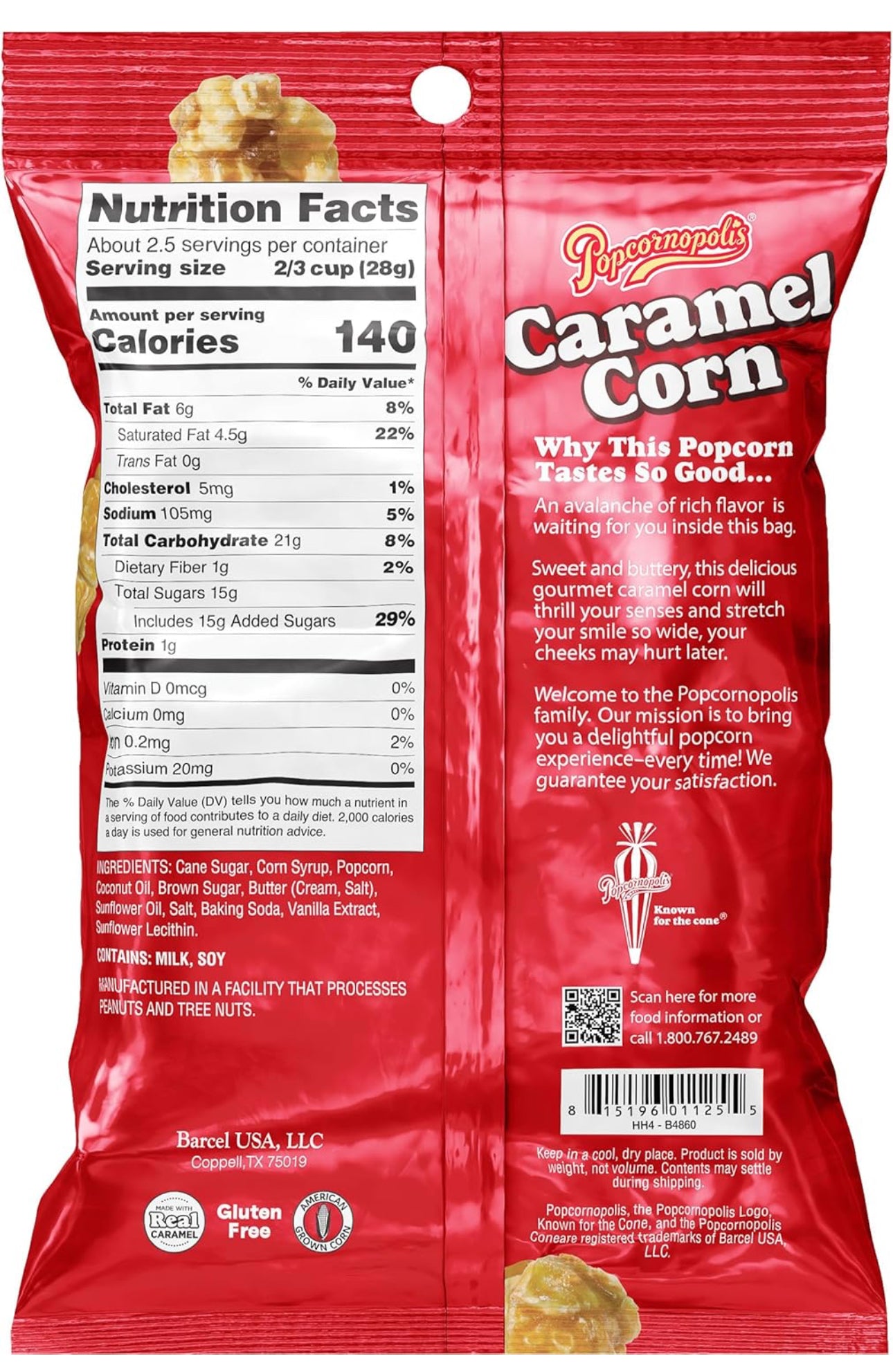 Popcornopolis Caramel Popcorn Snacks - Gluten Free, Non-GMO, 2.65 oz - Pack of 12