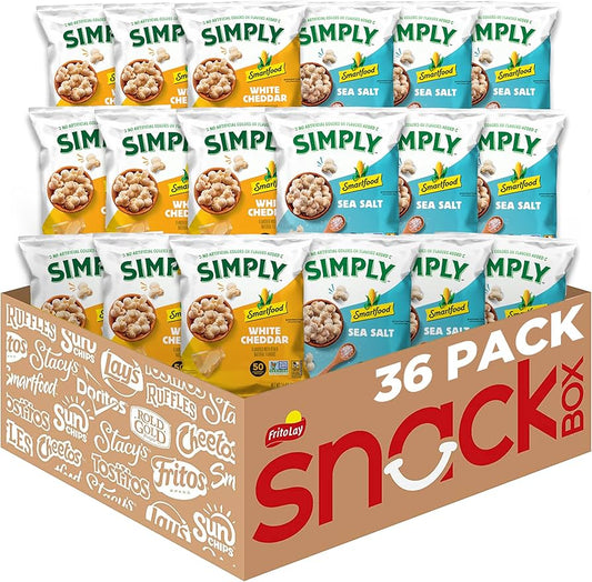 Smartfood Simply Variety Pack, White Cheddar and Sea Salt, 0.5 oz - 36/Case