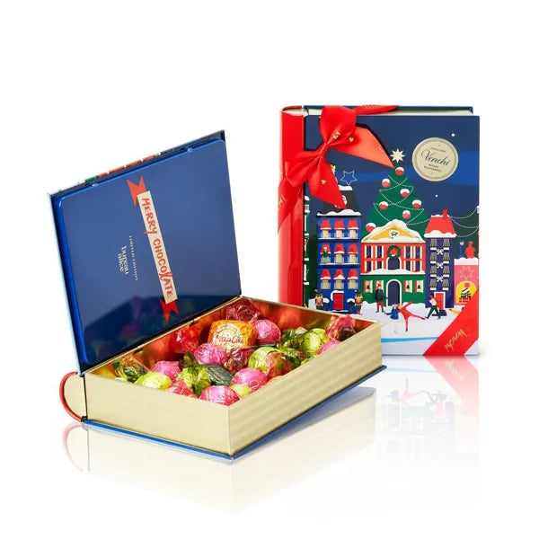 Venchi Italian Chocolate Christmas Book with Assorted Chocolates, Gianduiotto and Chocoviar, Limited Edition, Gluten-Free