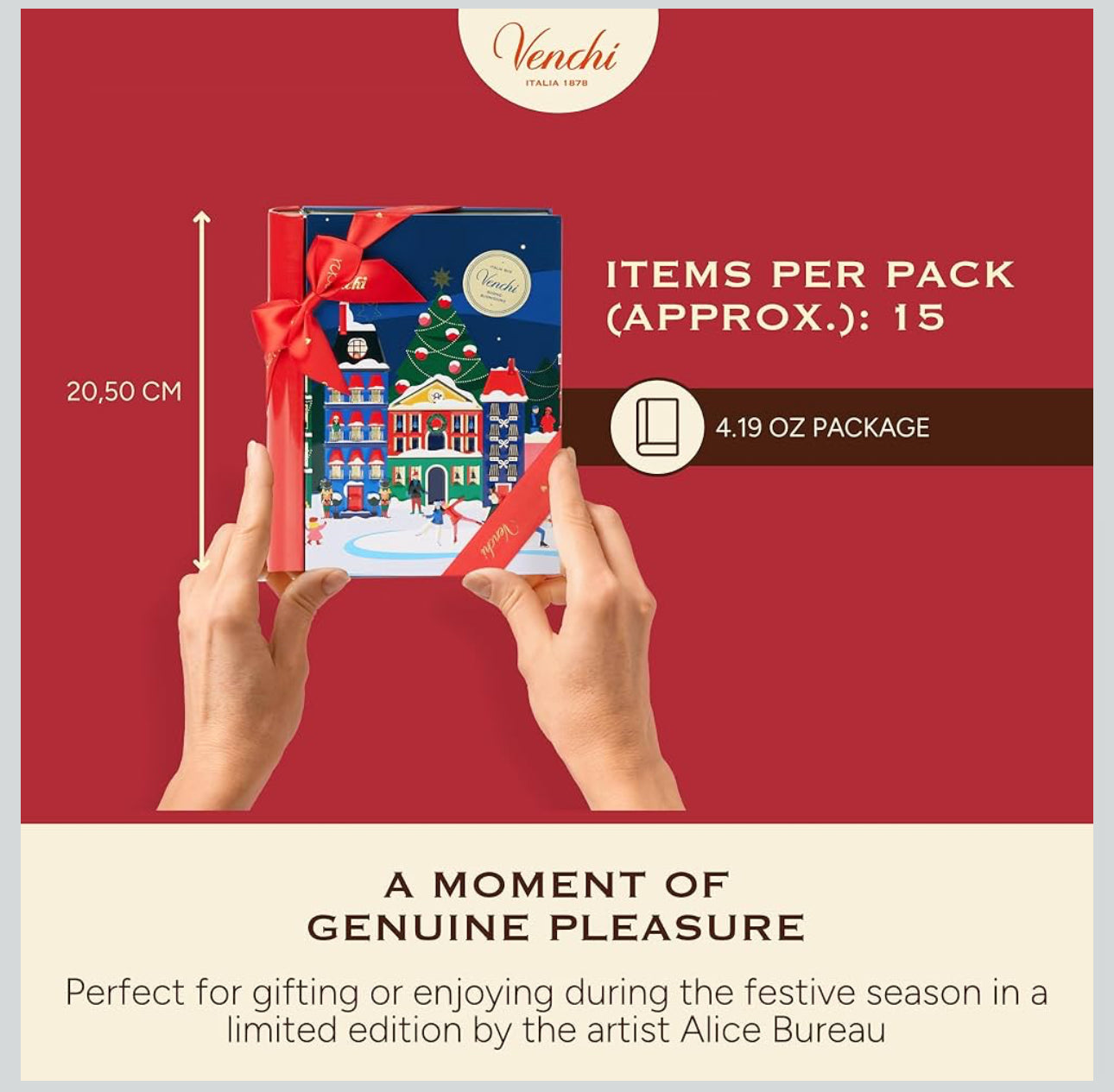 Venchi Italian Chocolate Christmas Book with Assorted Chocolates, Gianduiotto and Chocoviar, Limited Edition, Gluten-Free