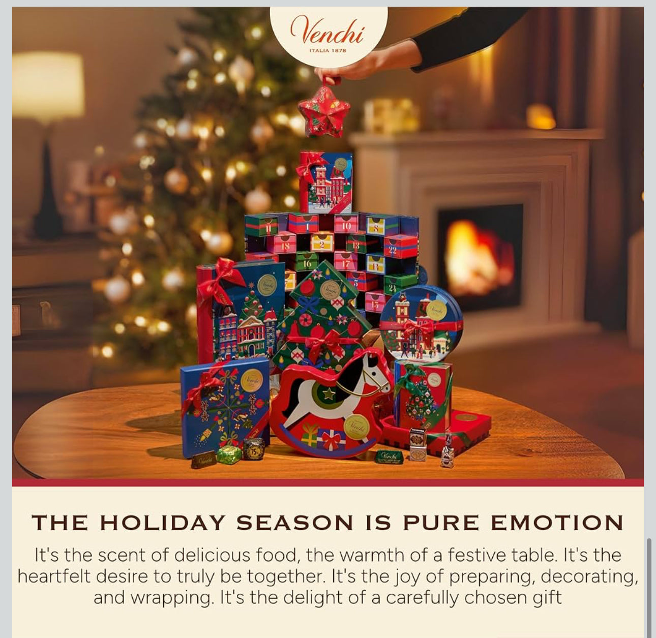 Venchi Italian Chocolate Christmas Book with Assorted Chocolates, Gianduiotto and Chocoviar, Limited Edition, Gluten-Free