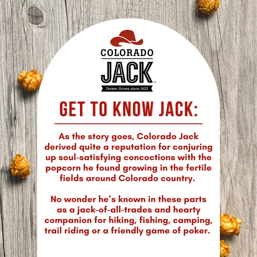 Colorado Jack Caramel Popcorn, Real Butter & Vanilla, Shareable Bags, 8 oz - Gluten Free - Pack of 3