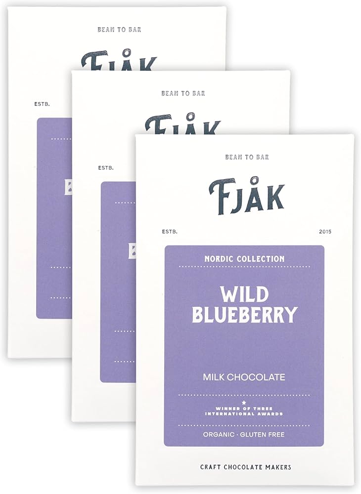 Fjak - Nordic Collection - Norwegian Chocolate Wild Blueberry Milk Chocolate 50% - Pack of 3