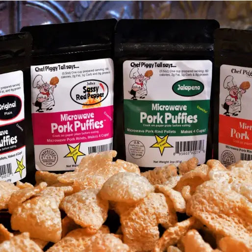 Microwave Pork Rinds Top Flavors, Low Carb, Gluten Free - 2 oz - Pack of 4