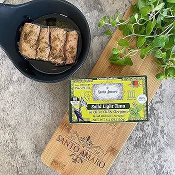 Canned Wild Pole & Line Tuna Fillet in Olive Oil Variety Pack of 6 - Mediterranean Diet Turmeric Curry, Basil, Ginger, Piri Piri, Oregano, Bell Pepper - Hand-Packed in PORTUGAL