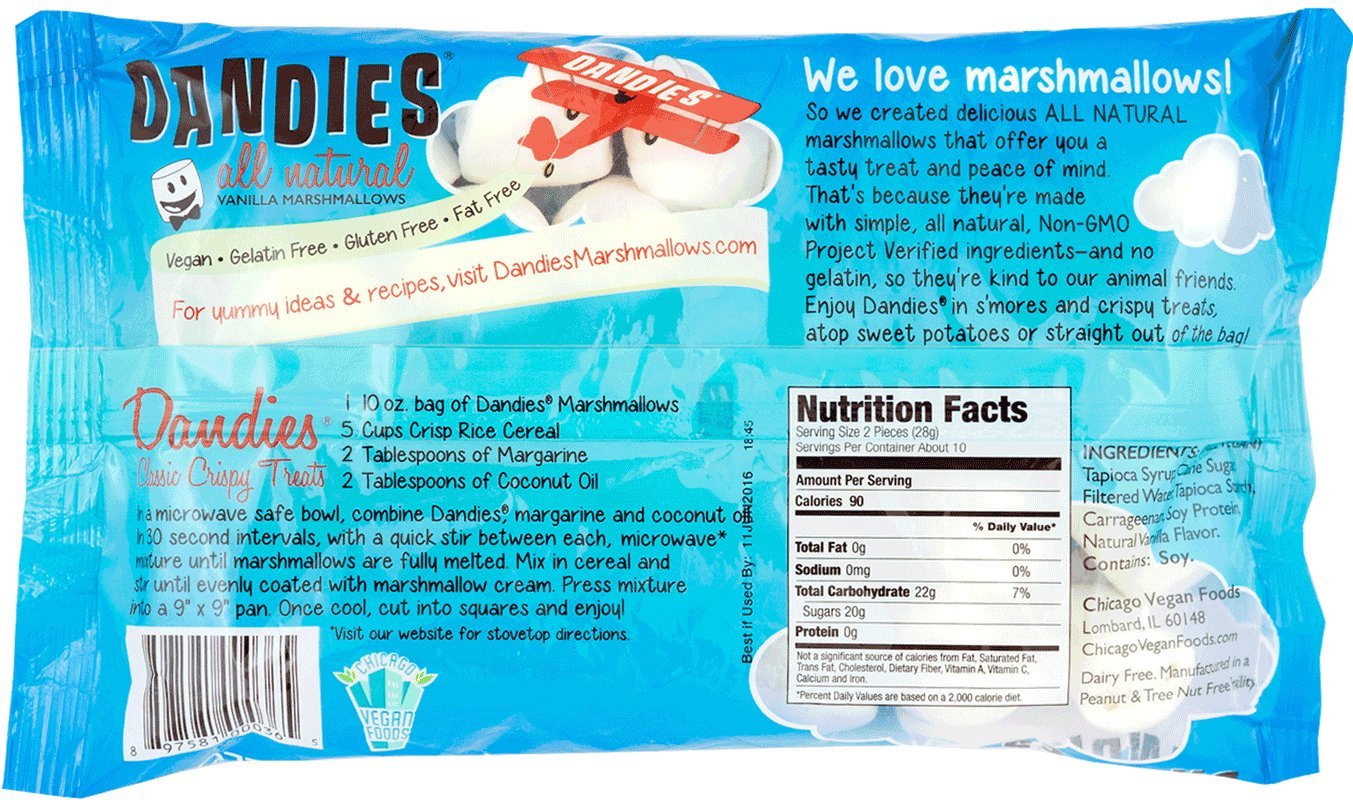 Dandies - Vegan Marshmallows, Vanilla - 10 oz - Pack of 2