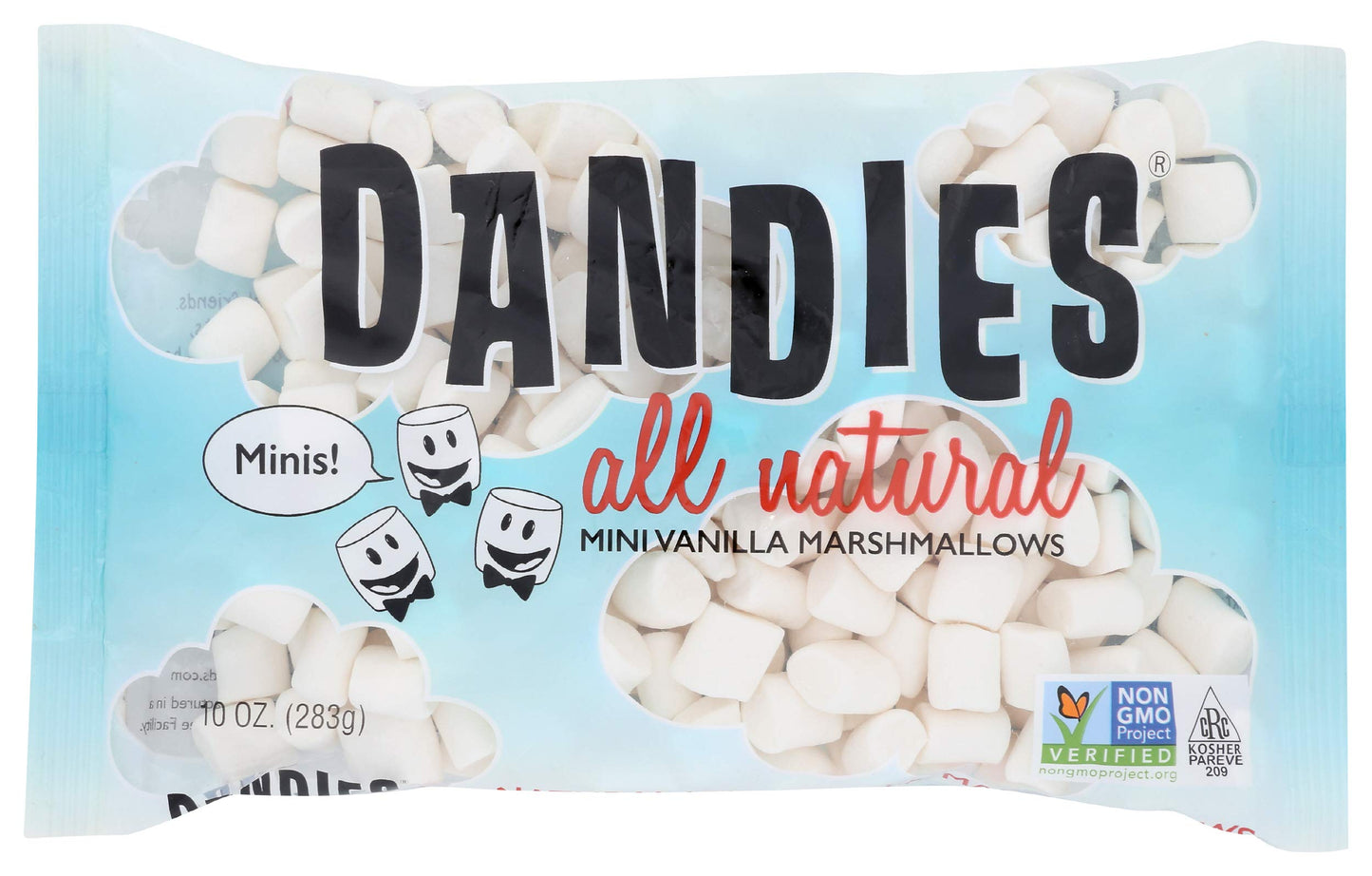 Dandies - Vegan Mini Marshmallows, Vanilla - Gluten Free - Pack of 6