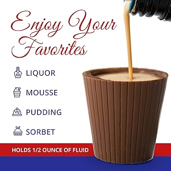 Belgium Creamy Milk Chocolate Liquor / Liqueur Cups - includes 32 Milk Chocolate Ready to Fill Cups, Mini Dessert Shells