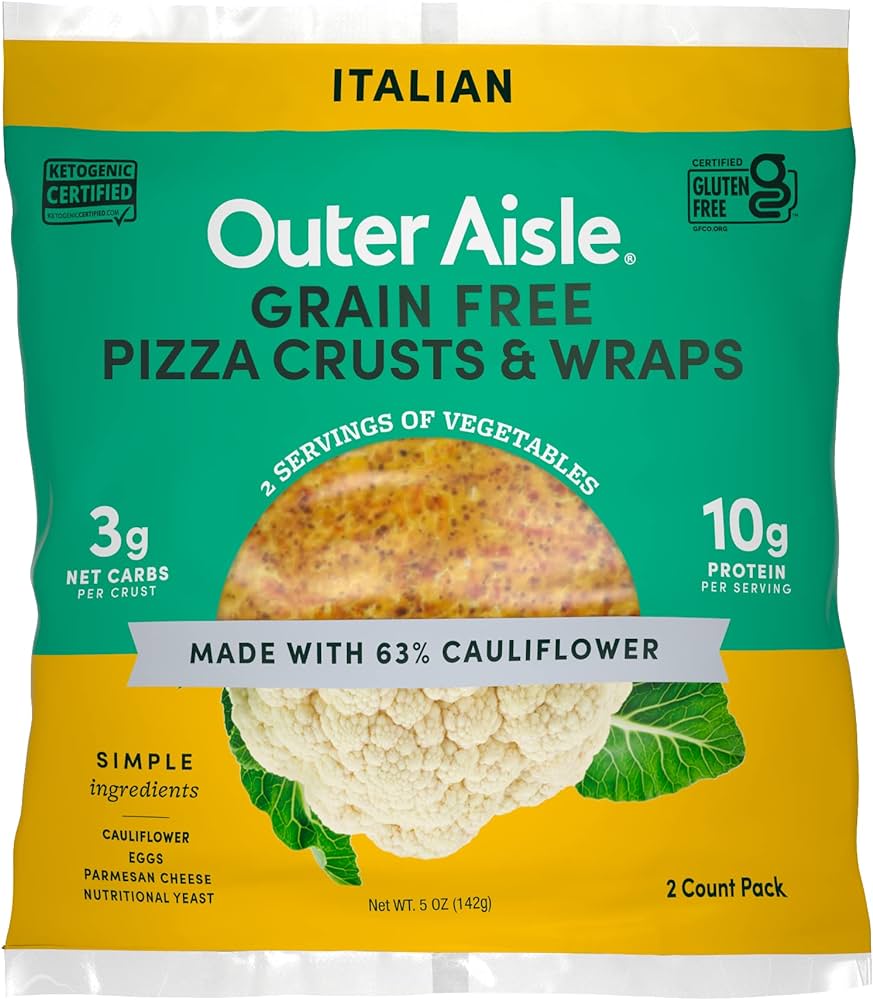 OUTER AISLE Cauliflower Pizza Crusts - Italian - Keto, Gluten Free - Pack of 10