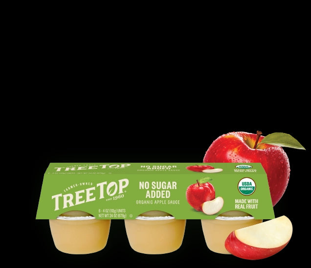 Tree Top No Sugar Added Organic Apple Sauce, 6 Count - Pack of 1