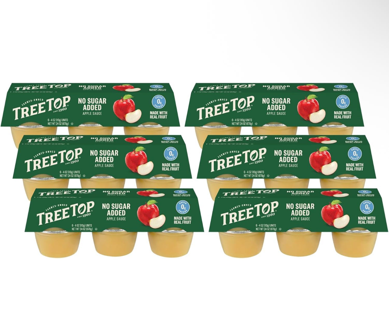 Tree Top No Sugar Added Organic Apple Sauce, 6 Count - Pack of 6