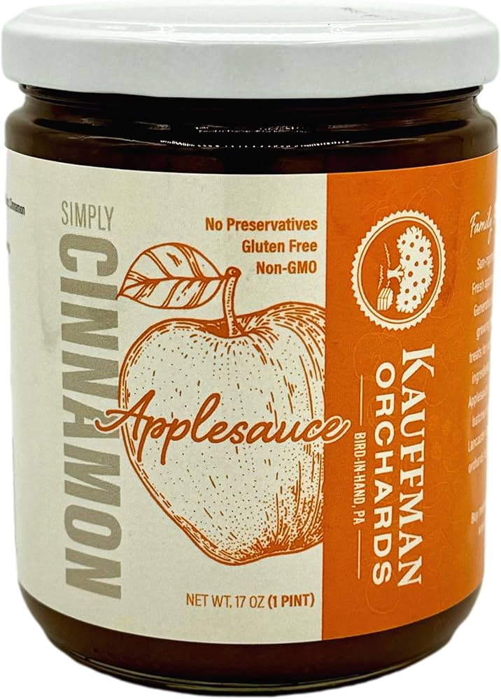 Kauffman Orchards Simply Cinnamon Applesauce, No Sugar Added, Made in Small Batches, 17 oz - Pack of 6