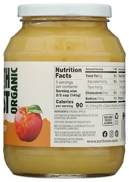 North Coast Organic Honeycrisp Apple Sauce, No Added Preservatives, No Added Sugar, Kosher, USDA Certified Organic, Gluten Free & Non-GMO, 24 oz - Pack of 6