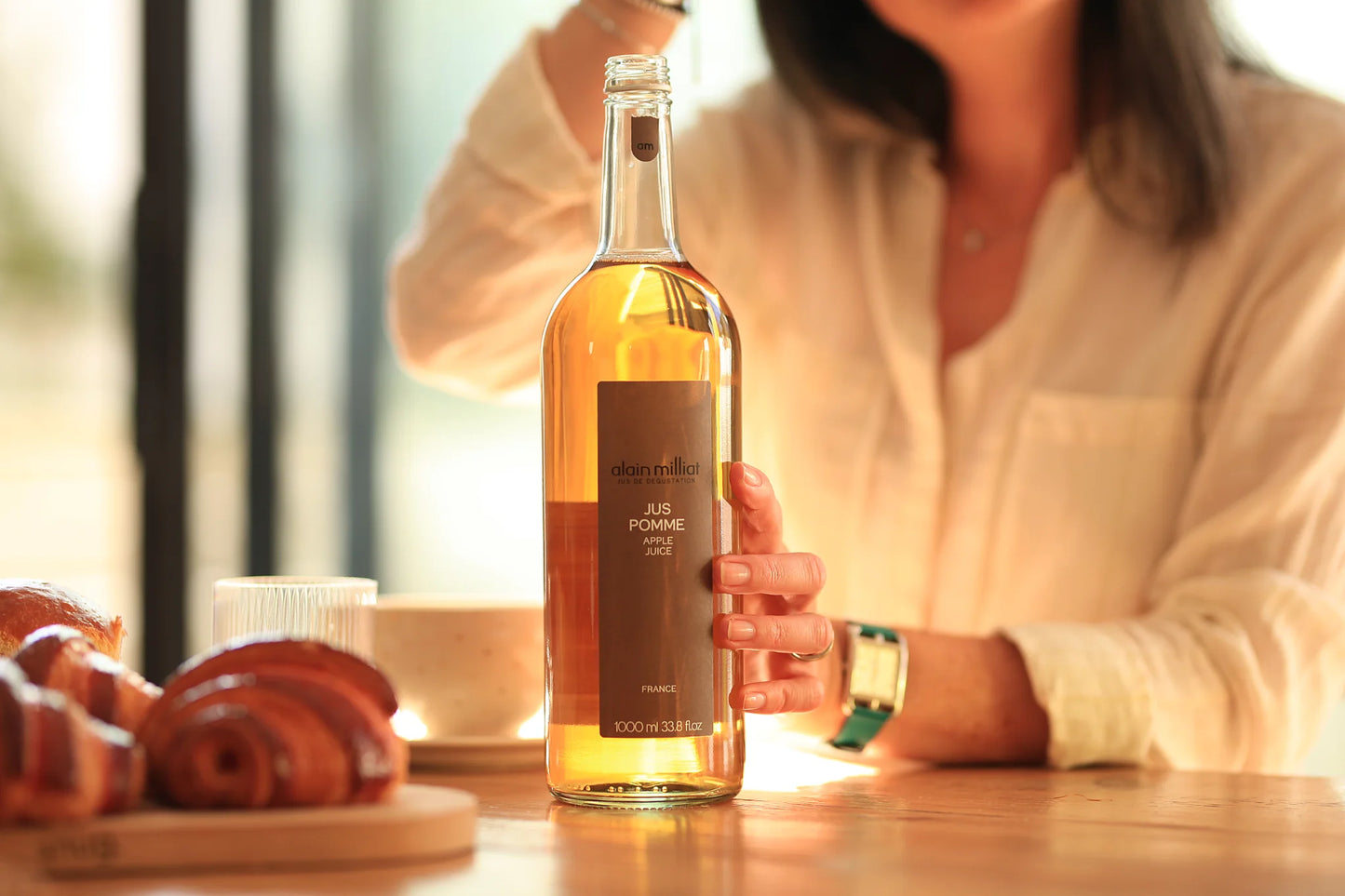 Alain Milliat Apple Juice, 33.8 Fl Oz - One 1L / 1000ml Glass Bottle, GMO-Free Apples, Imported from France