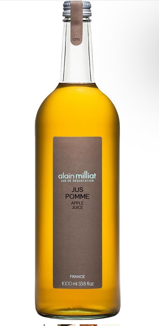 Alain Milliat Apple Juice, 33.8 Fl Oz - One 1L / 1000ml Glass Bottle, GMO-Free Apples, Imported from France