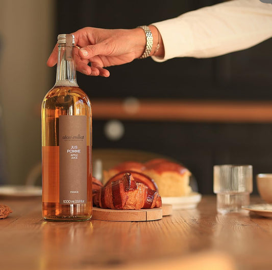 Alain Milliat Apple Juice, 33.8 Fl Oz - One 1L / 1000ml Glass Bottle, GMO-Free Apples, Imported from France