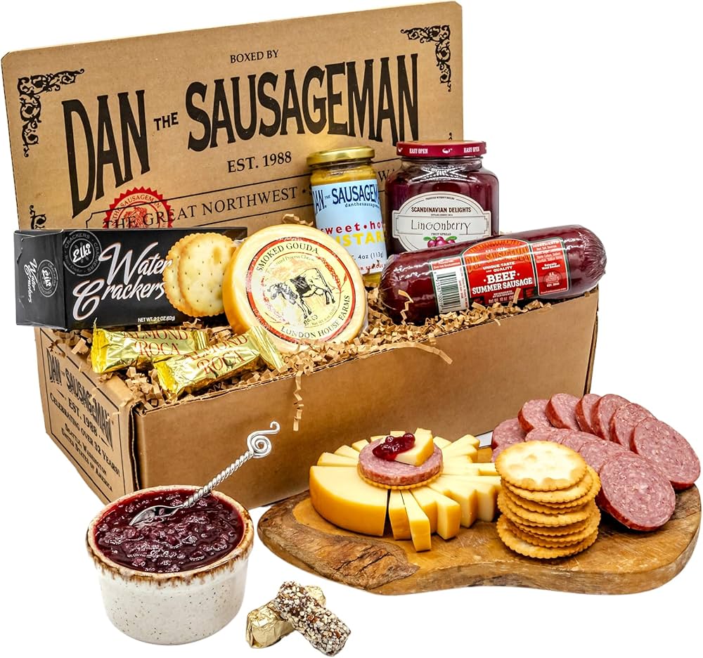Nordic Fusion Sausage and Cheese Sampler - Scandinavian Delights Lingonberry, Smoked Summer Sausages and Specialty Mustards