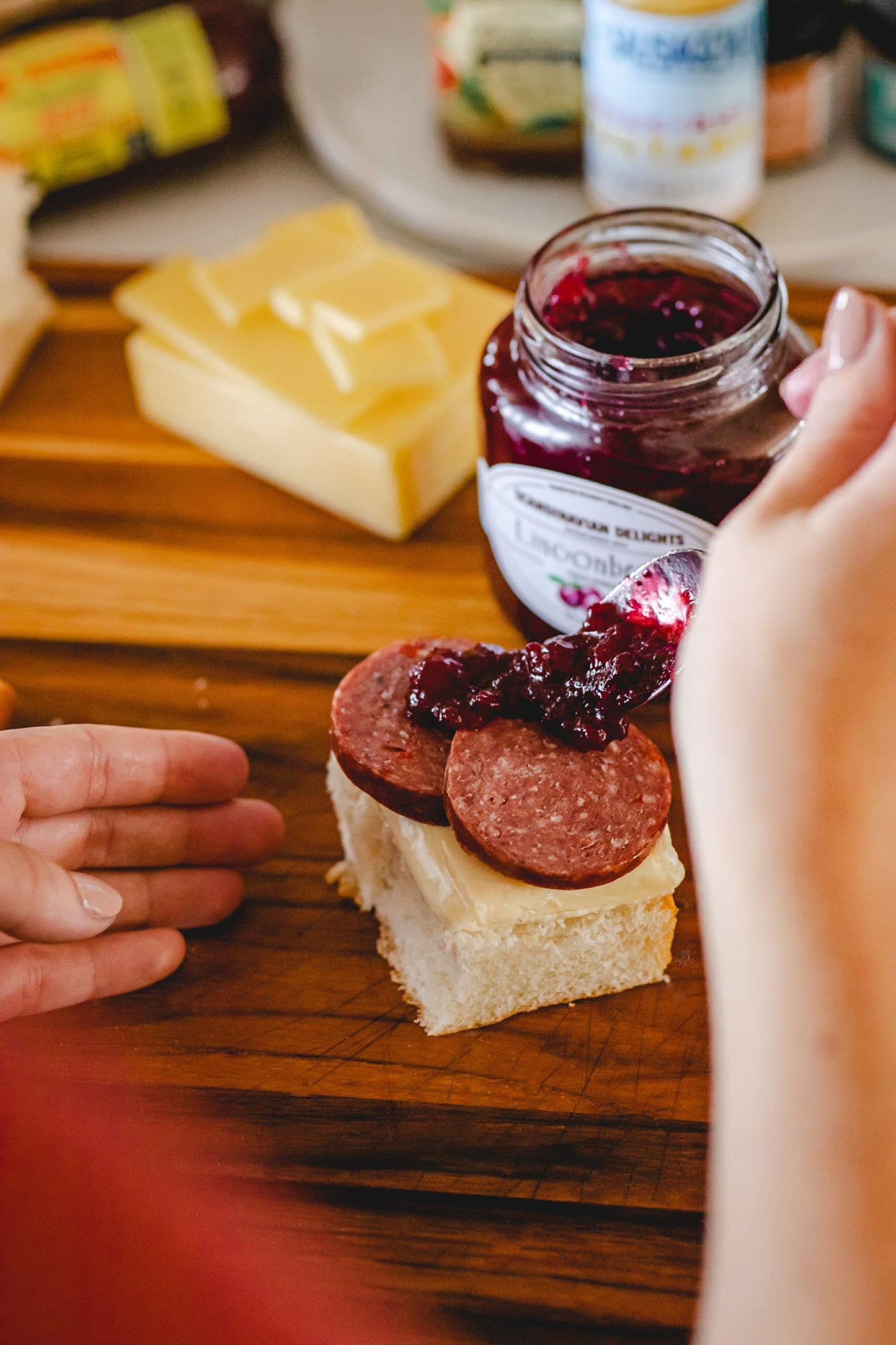 Nordic Fusion Sausage and Cheese Sampler - Scandinavian Delights Lingonberry, Smoked Summer Sausages and Specialty Mustards