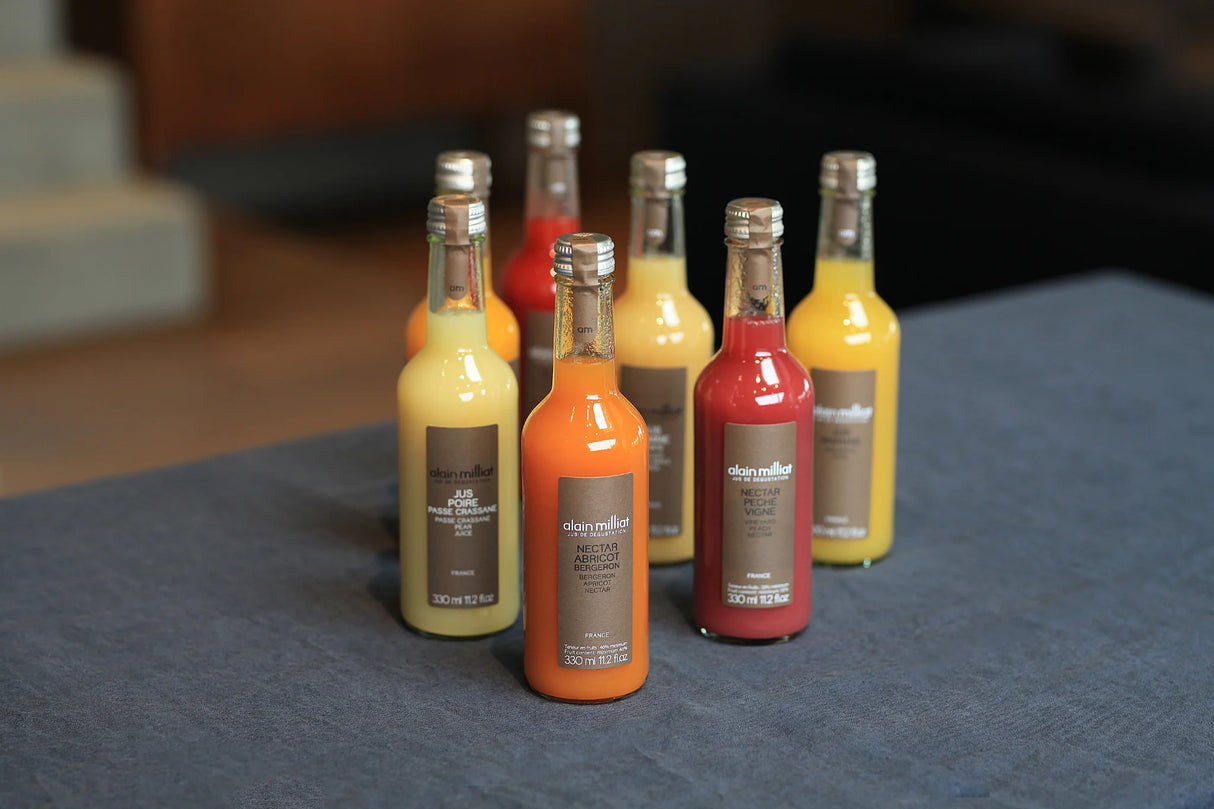 Alain Milliat Nectar Sample Variety Pack, 6.8 Fl Oz Glass Bottle, GMO-Free Apples, Imported from France - Pack of 6