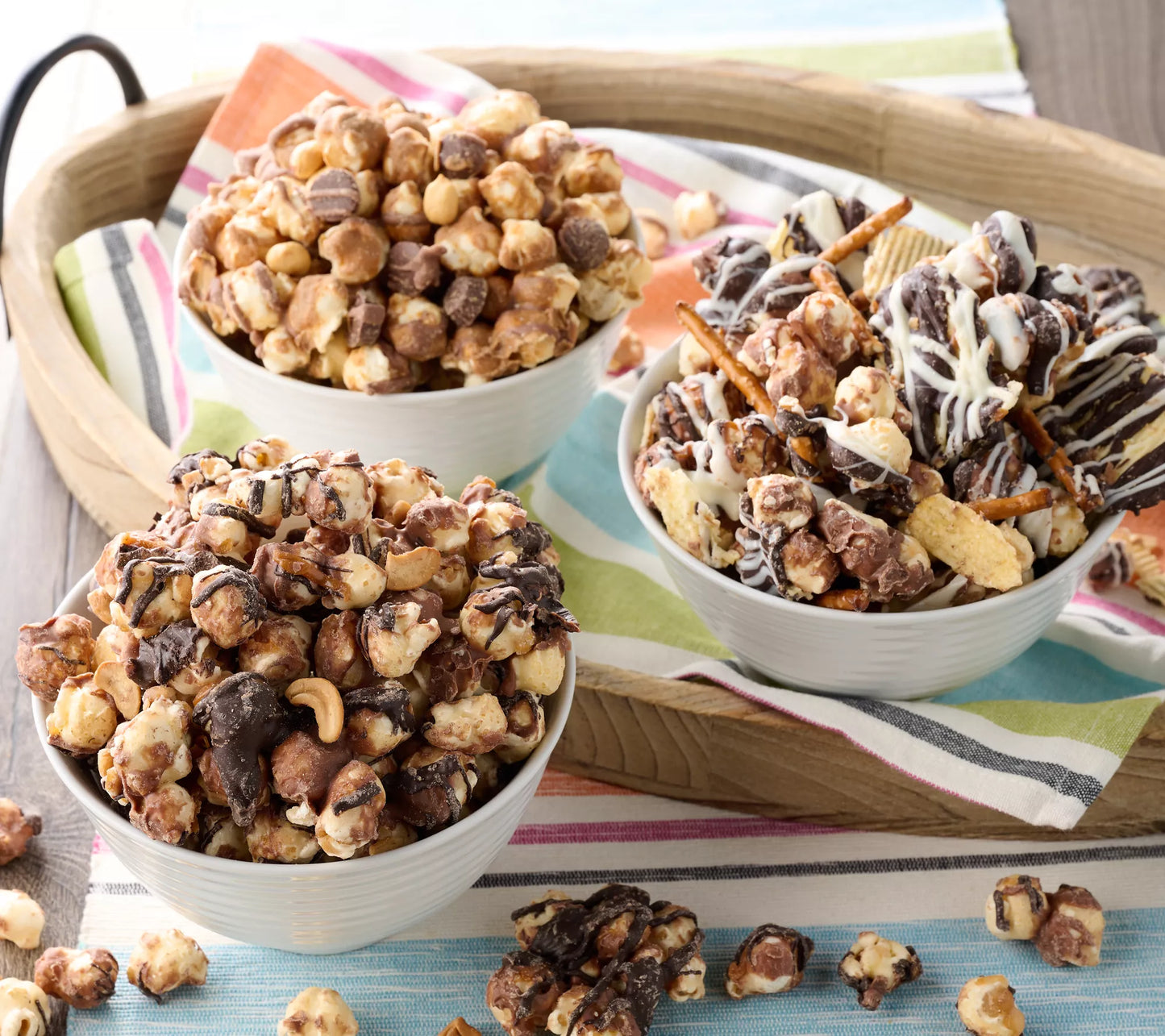 Funky Chunky Gourmet Popcorn Gift Set - Sea Salt Caramel, Peanut Butter Cup, Nutty Choco Pop, Chocolate Pretzel & Chip Zel Pop, 5 oz Bags (4) & 19-Ounce Canisters (4) Variety - Pack of 8