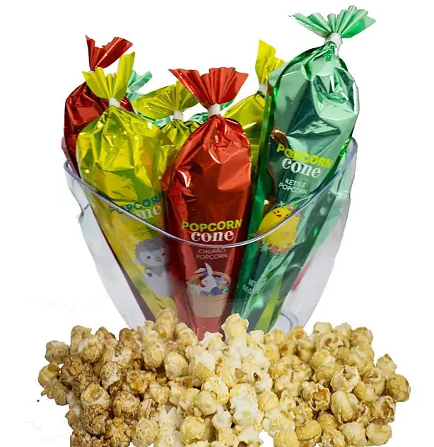 Popcorn Variety Cones, Non-GMO - Churro, Kettle and Caramel Corn - Pack of 12