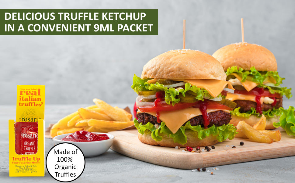 DaRosario Organic Truffle Ketchup - Italian White Truffle Tomato Sauce for Cooking and Food Seasoning - 9 oz - Pack of 2