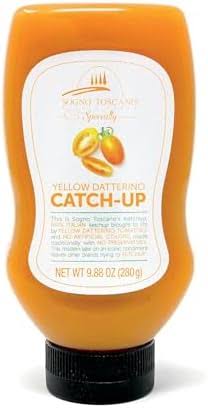 Sogno Toscano Italian Yellow Datterino Tomatoes Ketchup, Made with 100% Italian Tomatoes, 9.88 oz, No preservatives, No Artificial Flavors, Non-GMO  - Pack of 2